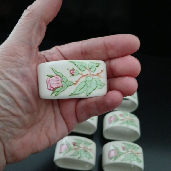 Fine Bone China Floral Napkin Ring Holders Set of 12 Beautiful Elegant Fancy 2" - Picture 8 of 9